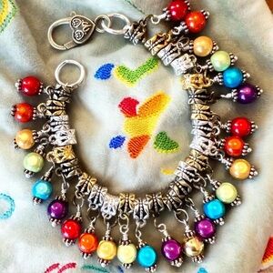 Pride charm bracelet. Rainbow bracelet. Rainbow charm bracelet.